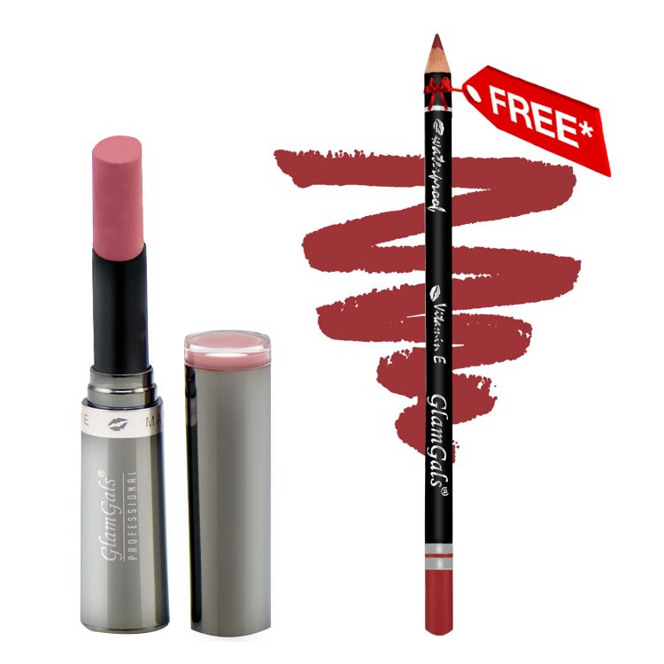 Buy GlamGals Creme Matte Lipstick 3 gm & Get Lip Liner Pencil Free