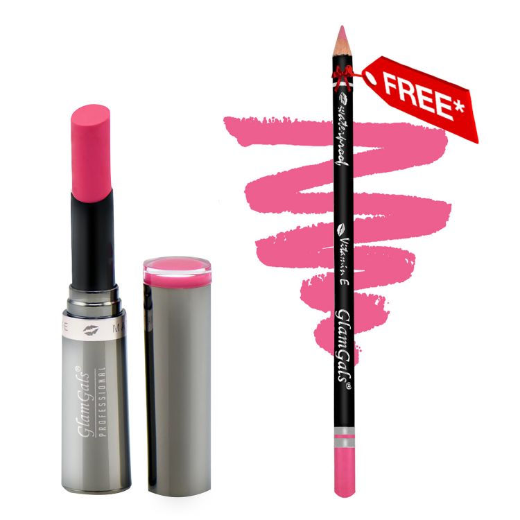 Buy GlamGals Creme Matte Lipstick 3 gm & Get Lip Liner Pencil Free